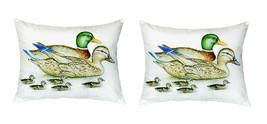 Pair of Betsy Drake Mallard Family No Cord Pillows 18 Inch X 18 Inch - £62.21 GBP