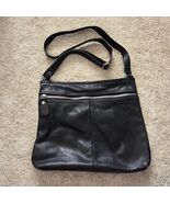Margot Black Leather Crossbody Bag Silver Hardware Adjustable Strap Mult... - $39.59
