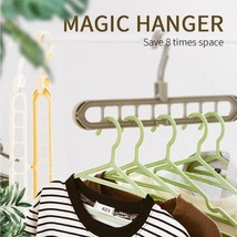 Anti-Skid Folding Magic Clothes Hanger Space Saver Closet Organizer Hook 9-Hole - £6.94 GBP+