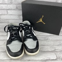 Nike Air Jordan 1 Low Grey Toe Size 7Y Black White 553560-039 With Box - $164.47