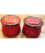 Vtg METLOX Poppy Trail "Medallion" Red Salt &amp; Pepper Shakers 2" - $16.82