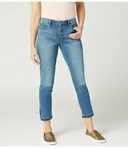 Vince Camuto Button Front High-Rise Split Leg Ankle Jean - Spectrum Blue... - £33.71 GBP