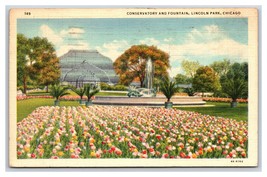 Conservatory and Fountain Lincoln Park Chicago Illinois IL Linen Postcard N19 - £1.53 GBP