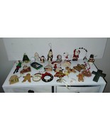 Lot Of 26 Vintage Christmas Ornaments Resin &amp;  Clay Ceramic Porcelain Ma... - $18.40