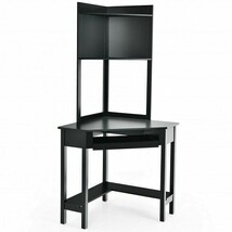 Corner Computer Desk with Hutch and Storage Shelves-White - $4,870.16 MXN