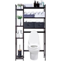 Over The Toilet Storage With Basket And Drawer, Bamboo Bathroom Organize... - £106.71 GBP