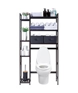 Over The Toilet Storage With Basket And Drawer, Bamboo Bathroom Organize... - £106.63 GBP