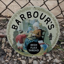 Vintage Barbour Irish Flax Linen Thread Manufacturer Porcelain Gas &amp; Oil Sign - £101.49 GBP