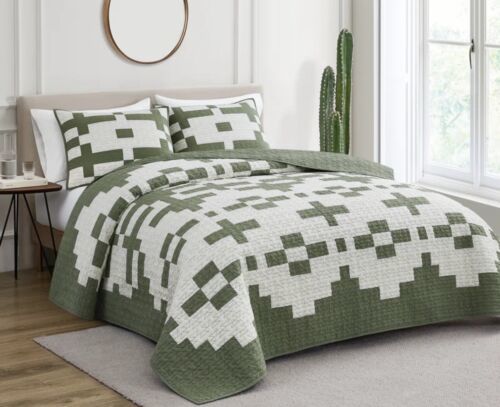 PENDLETON PAINTED COVE SAGE/CREAM 3pc F/Q QUILT 100% COTTON NIP  SOUTHWEST - £179.67 GBP