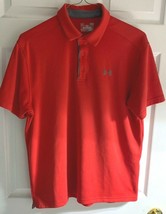 Under Armor Men Large Red Polo Collar 100% Polyester SS Heat Gear Shirts - £14.90 GBP