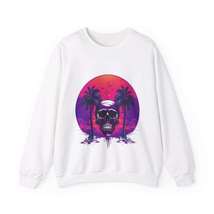 Skull Sunset Sweatshirt: Unique Artistry Meets Vibrant Tropical Vibes - $52.99