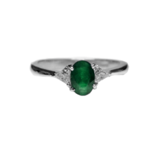 Emerald Engagement Ring 1 Carat Emerald Engagement Band May Birthstone Ring - £34.59 GBP