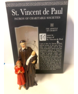 Saint Vincent de Paul Small 3.5&quot;  Statue, + Bio &amp; Prayer Card, New #RM-001 - $456.48 MXN