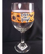 Halloween Trick or Treat stemmed wine goblet bats spiders black orange 1... - £7.82 GBP
