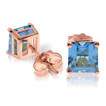 Galaxy Gold GG 1.75 CTW 14k Solid Rose Gold Sparkle Blue Topaz Stud Earrings - £167.58 GBP