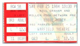 Eddie Money Concert Ticket Stub February 25 1984 San Francisco California - £27.37 GBP