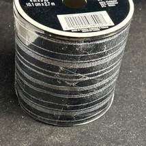 Celebrate It Luxe 4” Ribbon Black And Gray Stripes 3yds Wire Edges - $9.89