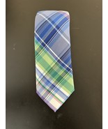 Vtg Tommy Hilfiger 80s Neck Tie Green Pink Blue Plaid SKINNY 2” Width Mens - $12.18 CAD