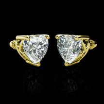 1Ct White Diamond Heart 14K Yellow Gold Over Child Stud Screw-Back Earrings - £70.61 GBP