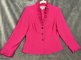 Danny &amp; Nicole Pink Suit Jacket Blazer with Ruffle Trim, Women’s Formal Size 14 - $27.09