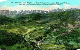 Vtg Linen Postcard Panorama From Airplane - Estes Village Colorado CO Unused - £3.91 GBP