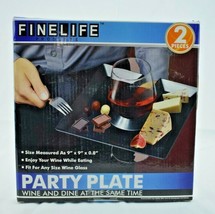 FineLife Products Party Plate 2pc Plastic Wine Glass Plate 9" x 9" Open Box - £13.10 GBP