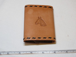 Handmade leather key holder tan to lite brown 3.75&quot; X 2.5&quot; Horse - £10.10 GBP