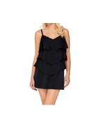 NEW~One Piece Swimsuit/Romper~Fit 4 U~V-Tiered~Retail $118.00~Size 8~Black - £43.05 GBP