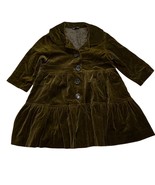 Marimekko Olive Green Velvet Girls Dress Button Down Coat 4T/100 - £51.22 GBP