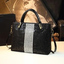 Fashion Diamonds Women&#39;s Handbags Genuine Leather Large Capacity Briefcase Lady  - £52.68 GBP