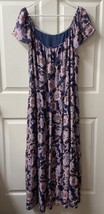 Knox Rose Tiered Maxie Dress Boho Womens Plus Size 2X Blue Floral Flutte... - £19.10 GBP
