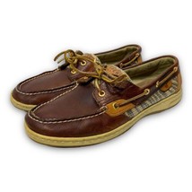 Sperry Womens Top Sider Brown Leather Zebra Sequin Slip On Boat Shoes Si... - $26.99