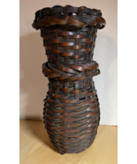 Antique Japanese Bamboo Rattan Handwoven Basket Ikebana Vase Sturdy 11 1/4&quot; - $1,870.71 MXN