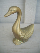 Old Vintage Solid Brass Goose Swan Bird Figurine Nick Nack ~ Mantel Shelf Decor - £10.07 GBP