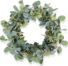 Eucalyptus Wreaths For Front Door 20&quot;, Handmade Green Leaves Wreath... - $48.99