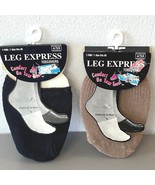 2 Pair Leg Express Toe Covers Black and Beige Half Socks Knit Cotton Ble... - £9.01 GBP