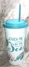 Turtles 75oz”Catch Me By The Sea”Jumbo Party Plastic Tumbler Cup W Lid &amp; Straw - £19.68 GBP