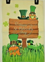 Happy St. Patrick&#39;s Day Garden Flag Double Sided Nylon Burlap 12 x 18 inches - £9.64 GBP