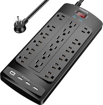 18 Outlets Surge Protector Power Strip 8 Feet Flat Plug Heavy Duty Exten... - $58.19