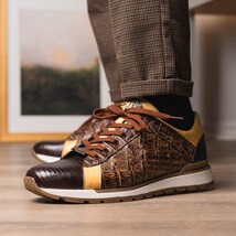 Portici Genuine Crocodile and Lizard Fashion Sneaker Orix / Brown image 12