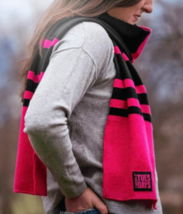 T mobile Winter Warm Wrap Scarf ORIGINAL Black and Pink Stripes Unisex Scarf - £7.96 GBP