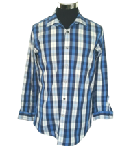 Apt. 9 Shirt Men&#39;s Size Small  Slim Fit Premier Flex Casual Blue Plaid 15.5 - £11.07 GBP