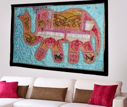 Indian Vintage Cotton Wall Tapestry Ethnic Elephant Hanging Decor Hippie X66 - £19.18 GBP