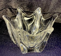 Signed Orrefors Heavy Weight Clear Crystal Tulip Bowl/Flower Vase, Sweden C. - £43.59 GBP