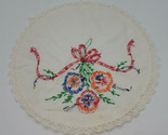 Gorgeous Round Blonda Embroidered Flower &amp; Ribbon 27.9cm-
show original ... - $9.79