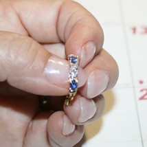 Created Tanzanite Tiny Diamond 1ctw Hoop Earrings 14k Yellow Gold Over 925 SS - $48.89