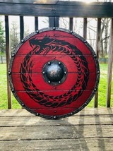 Wooden Viking Shield Medieval Weapons Battle Larp Armor Cosplay Home Wal... - $140.24