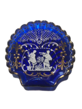 Limoges Cobalt Blue Handpainted White Enamel Figures Shell Shaped Dish R... - £14.02 GBP