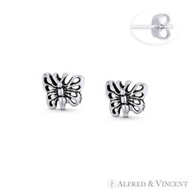 Butterfly Insect Charm Oxidized Stud Earrings 925 Sterling Silver Womens Jewelry - £12.94 GBP