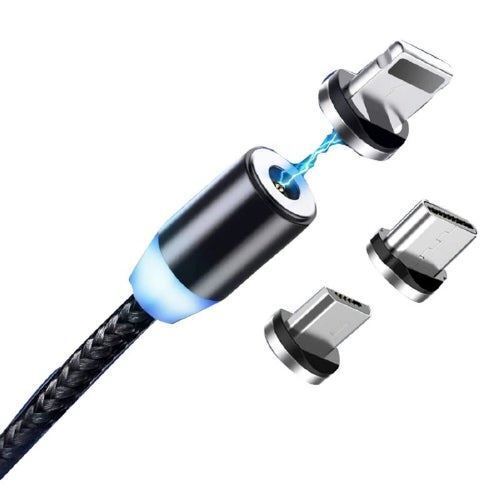 2M Magnetic 360 Fast Charging USB Cable With 8-Pin, Type C and Micro USB... - $10.12